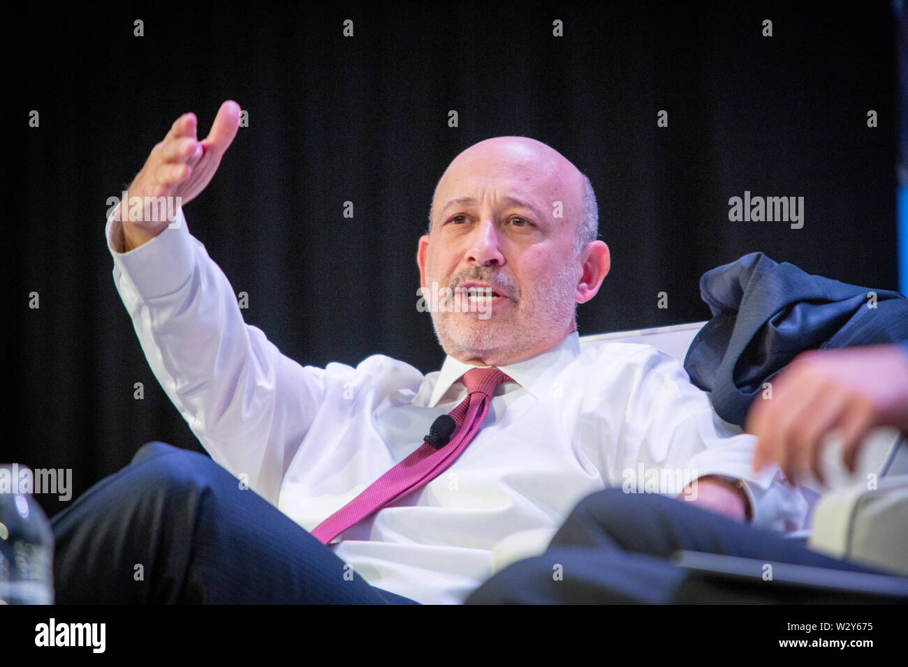 Chairman und CEO von Goldman Sachs, Lloyd Blankfein, antwortet auf die Fragen des Moderators und des Publikums bei einem Vorstellungsgespräch bei der jährlichen Sitzung für die ifma', die Securities Industry und Financial Markets Association. Stockfoto