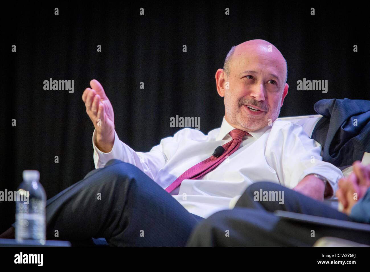 Chairman und CEO von Goldman Sachs, Lloyd Blankfein, antwortet auf die Fragen des Moderators und des Publikums bei einem Vorstellungsgespräch bei der jährlichen Sitzung für die ifma', die Securities Industry und Financial Markets Association. Stockfoto