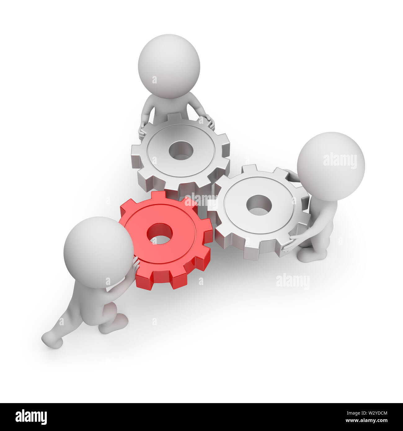 3d Kleine Leute - main Gear. 3D-Bild. Weißer Hintergrund. Stockfoto