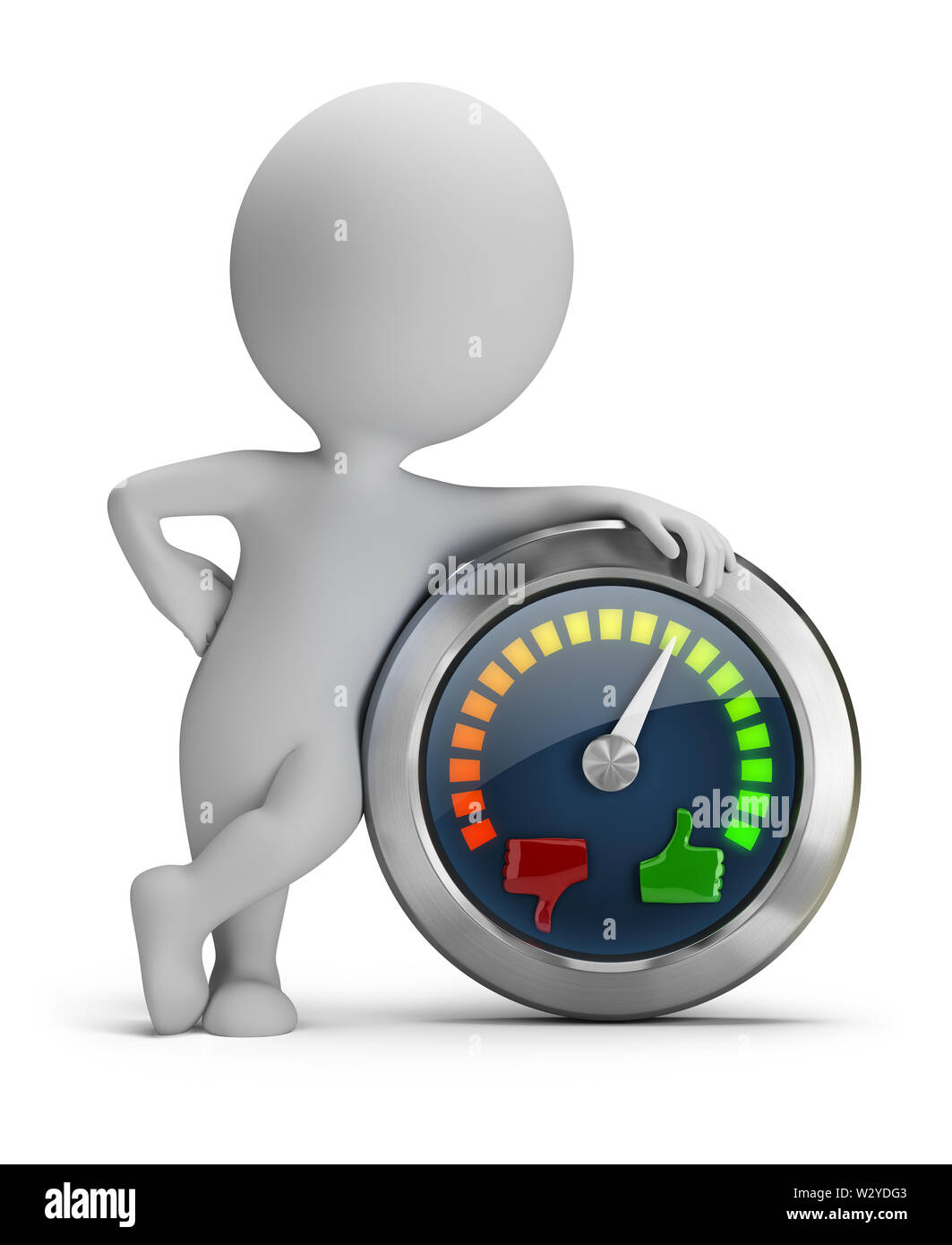 3d kleine Leute mit Stimmung. 3D-Bild. Isoliert weißer Hintergrund. Stockfoto