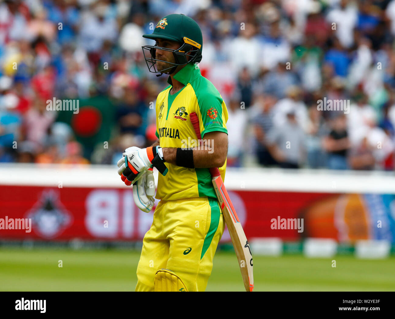 Birmingham, Großbritannien. 11. Juli, 2019. Glenn Maxwell von Australien während der ICC Cricket World Cup Halbfinale zwischen England und Australien am Edgbaston am 11. Juli 2019 in Birmingham, England. Credit: Aktion Foto Sport/Alamy leben Nachrichten Stockfoto