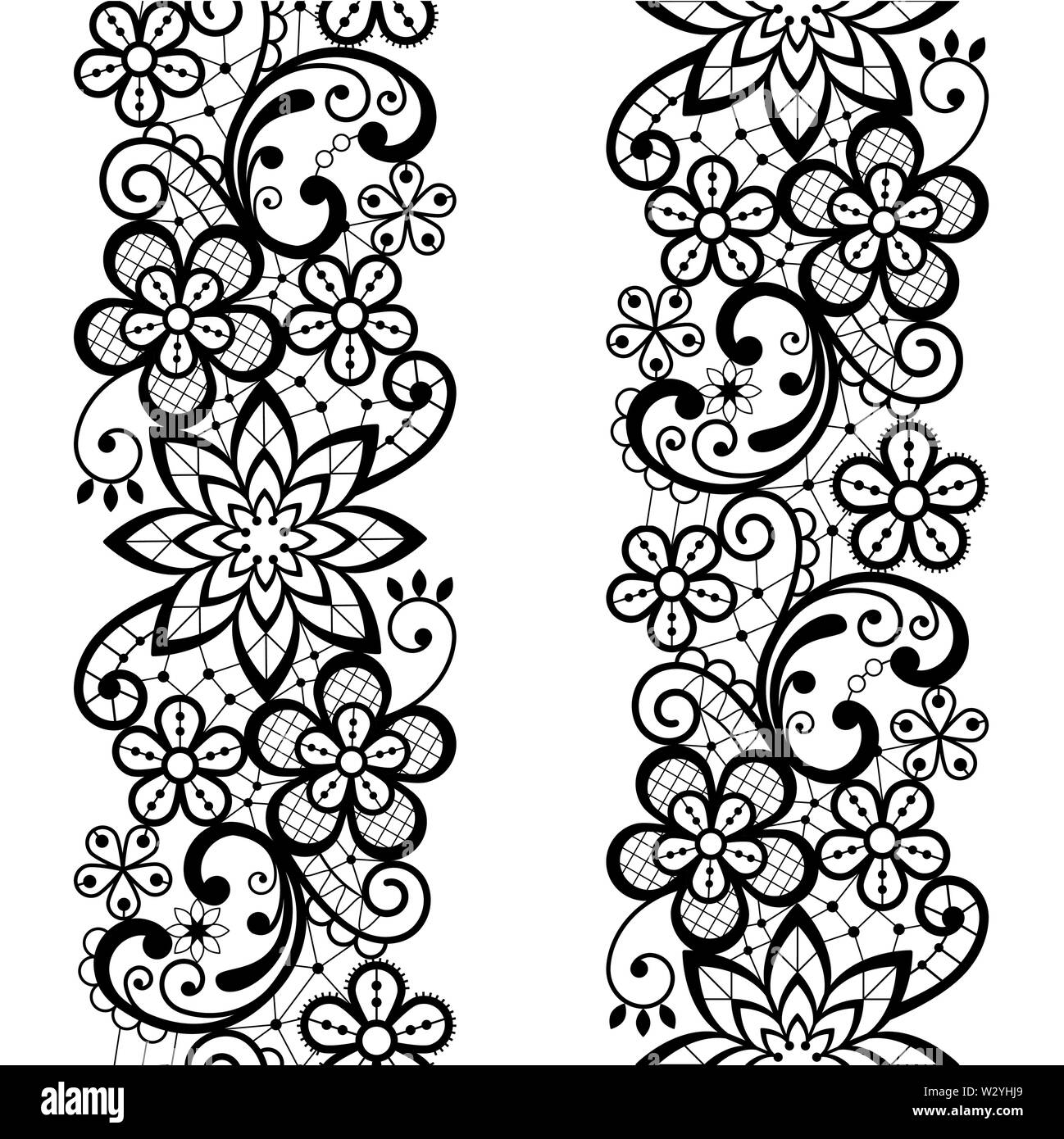 Spitze nahtlose Vektor Muster, sich wiederholende Zierpflanzen Textil- oder Stickerei Design in Weiß auf grauem Hintergrund Stock Vektor