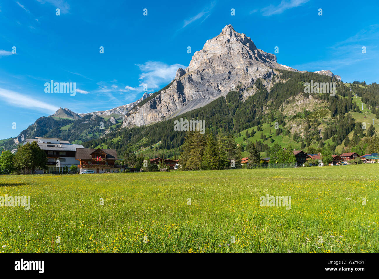 Landschaft mit der bire, Hausberg von Kandersteg, Berner Oberland, Kanton Bern, Schweiz, Europa Stockfoto