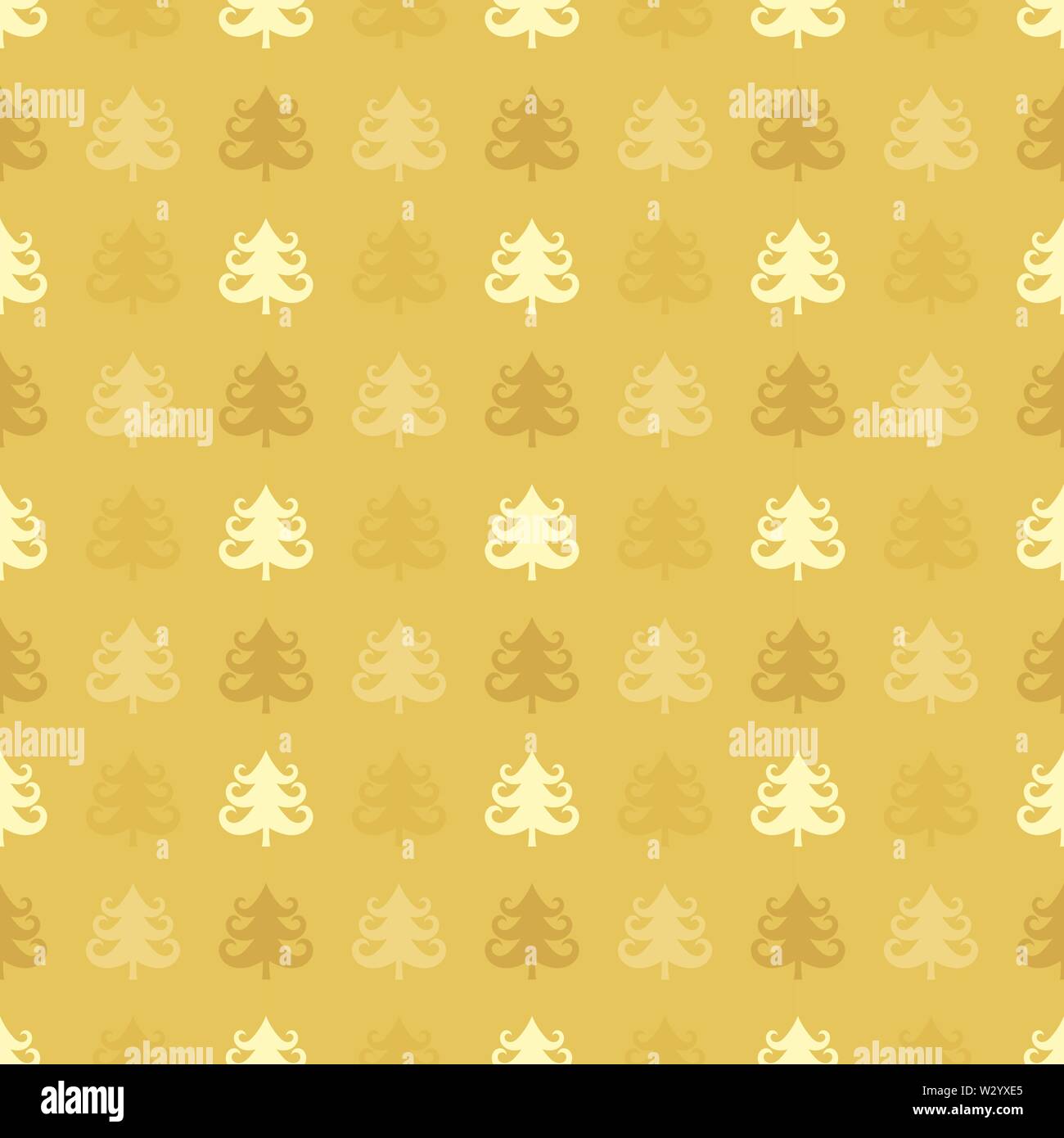 Weihnachtsbäume golden nahtlose Muster. Vector Illustration. Stock Vektor