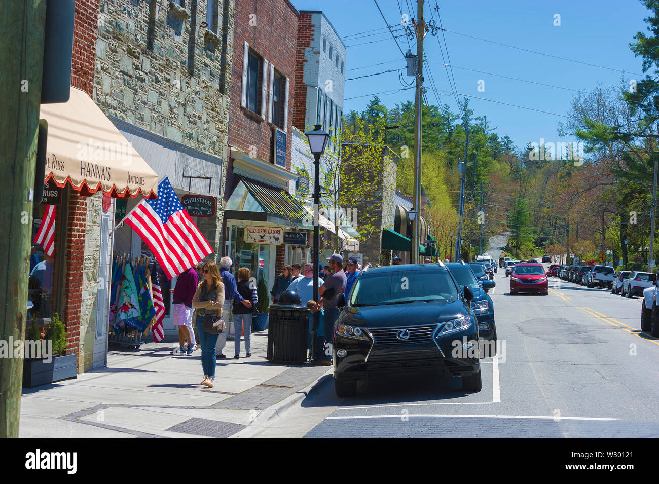 Blowing Rock, North Carolina, USA - 27. April 2019: Downtown Blowing Rock, einem beliebten Reiseziel in das Verhältnis zu den berühmten Blasen Stockfoto