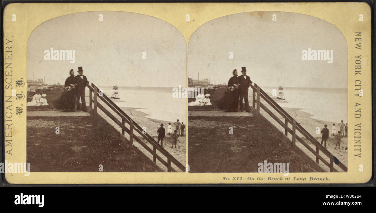 Am Strand von Long Branch, von Robert N Dennis Sammlung von stereoskopische Ansichten Stockfoto