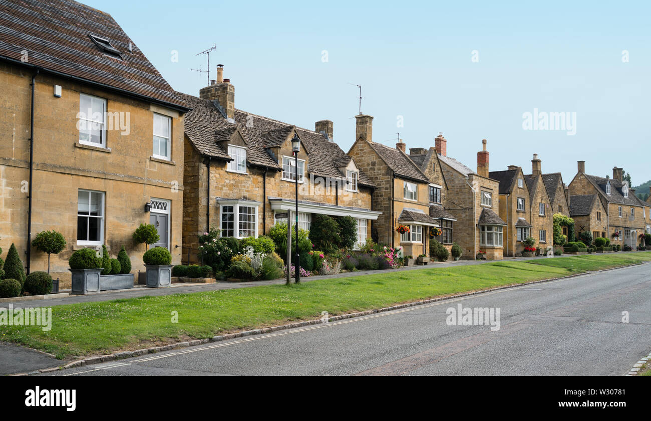 Malerischen Cotswold Stone Cottages in Broadway in Worcestershire Stockfoto