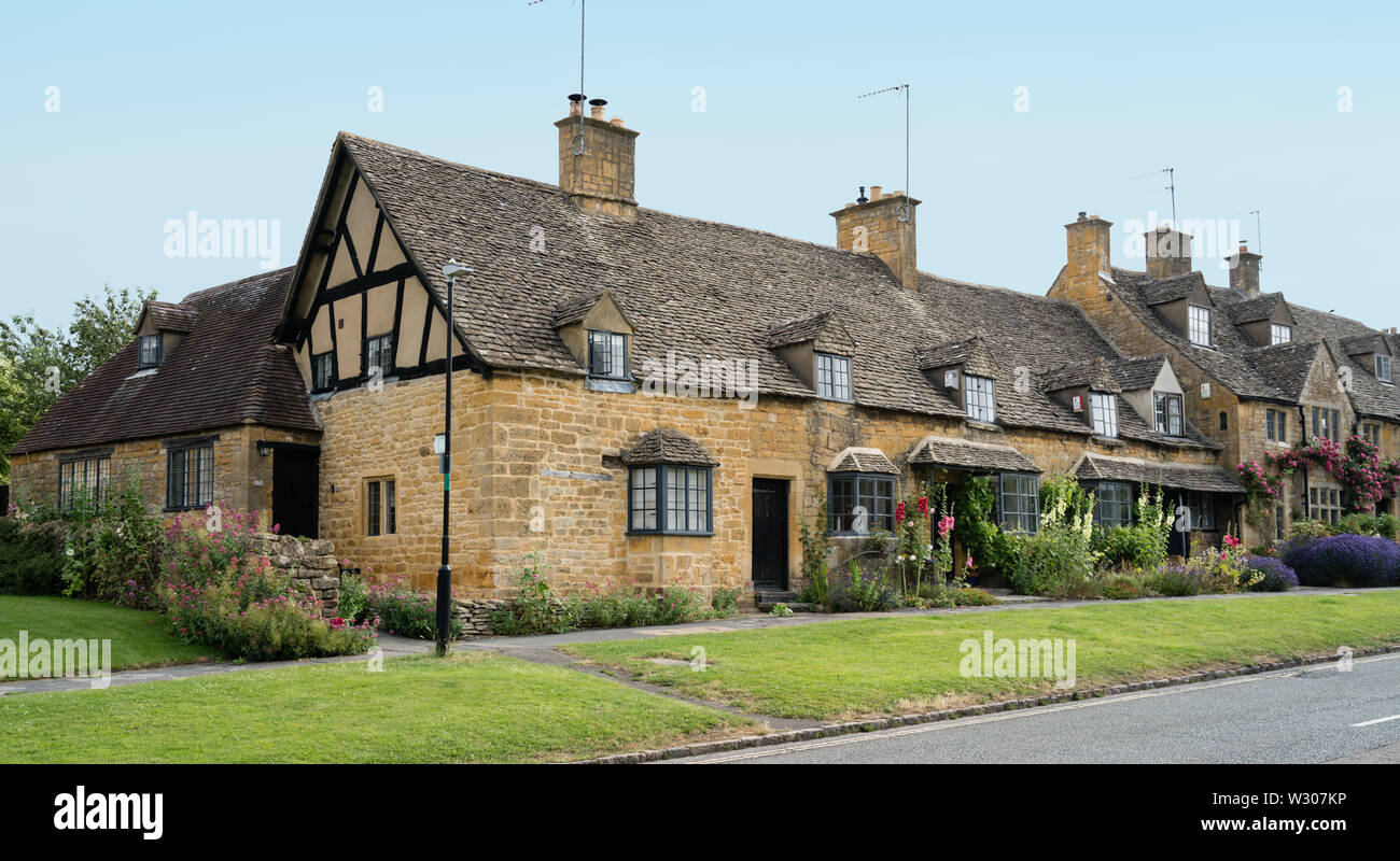 Malerischen Cotswold Stone Cottages in Broadway in Worcestershire Stockfoto