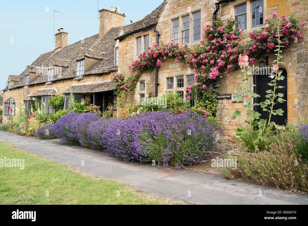 Malerischen Cotswold Stone Cottages in Broadway in Worcestershire Stockfoto