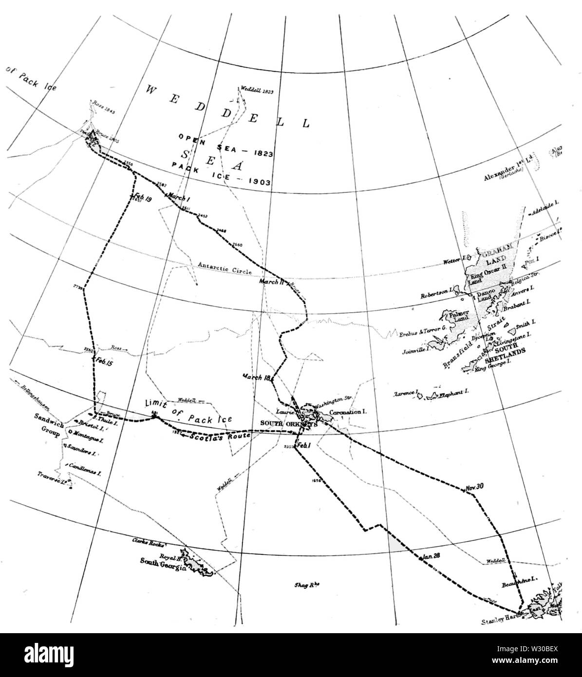 PSM V65 D092 Route der schottischen Antarktisexpedition Stockfoto