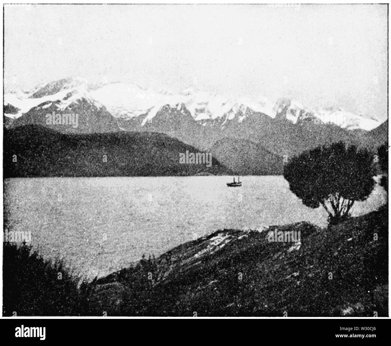 PSM V65 D 375 Manapouri See und die Kathedrale peaks Stockfoto