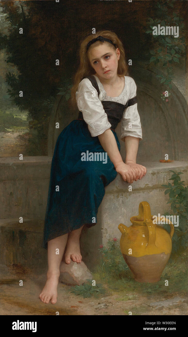 Durch den Brunnen (1883) Französische akademische Malerei von William-Adolphe Bouguereau - Sehr hohe Auflösung und Bildqualität Orphan Stockfoto