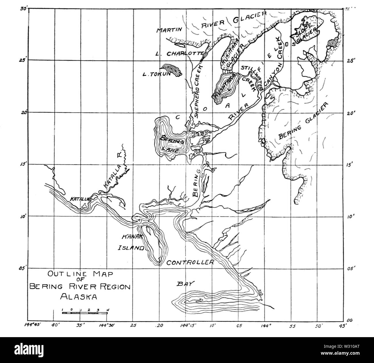 PSM V79 D 423 Übersichtskarte von bering River Region in Alaska Stockfoto