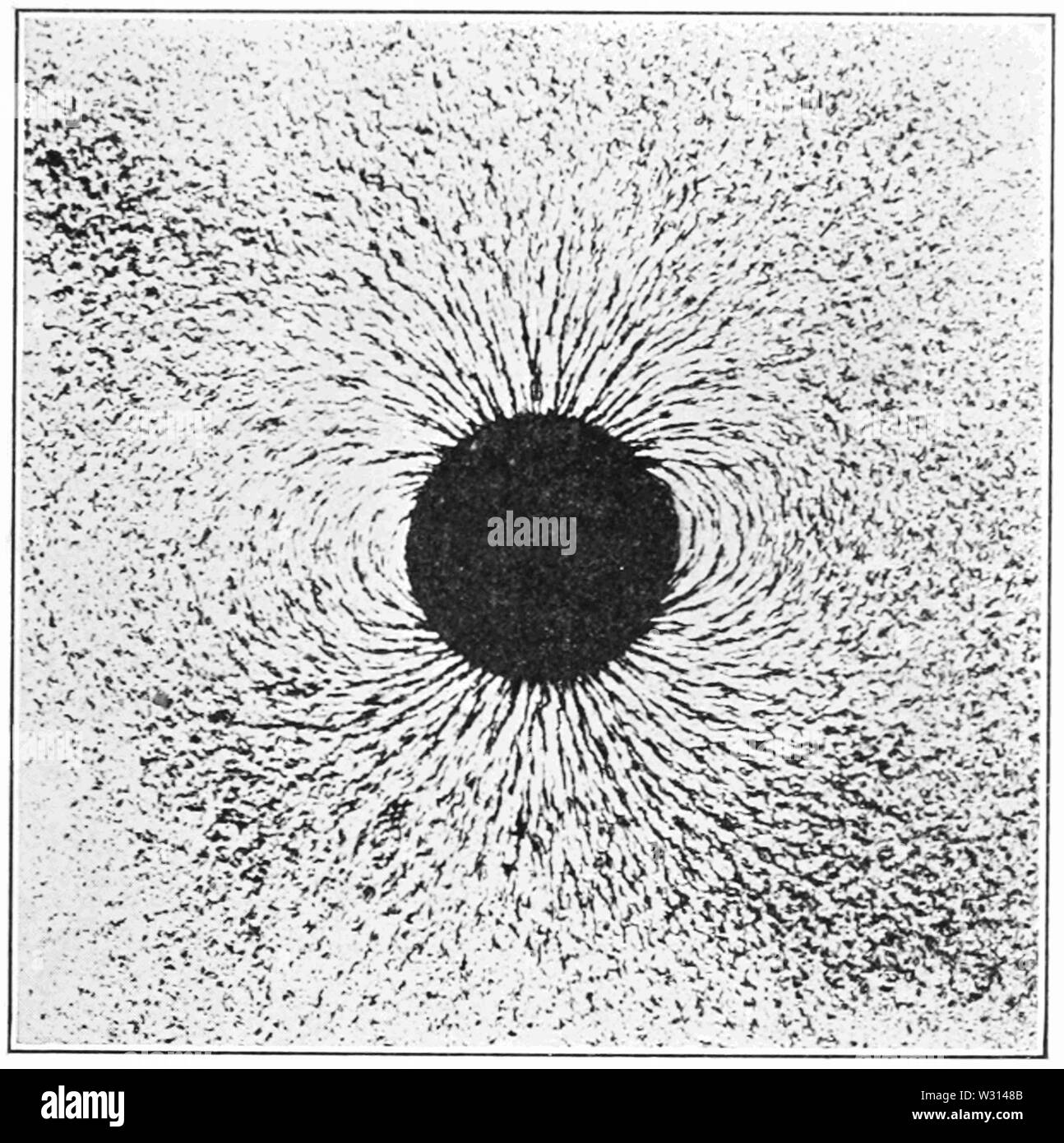 PSM V83 D 111 Kraftfluss eines magnetisierten Edelstahl Kugel Stockfoto