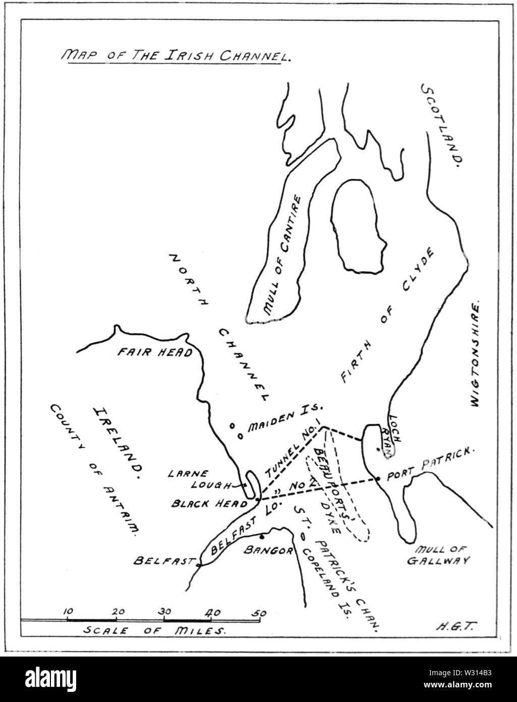 PSM V83 D 344 Karte von der Irischen See Stockfoto
