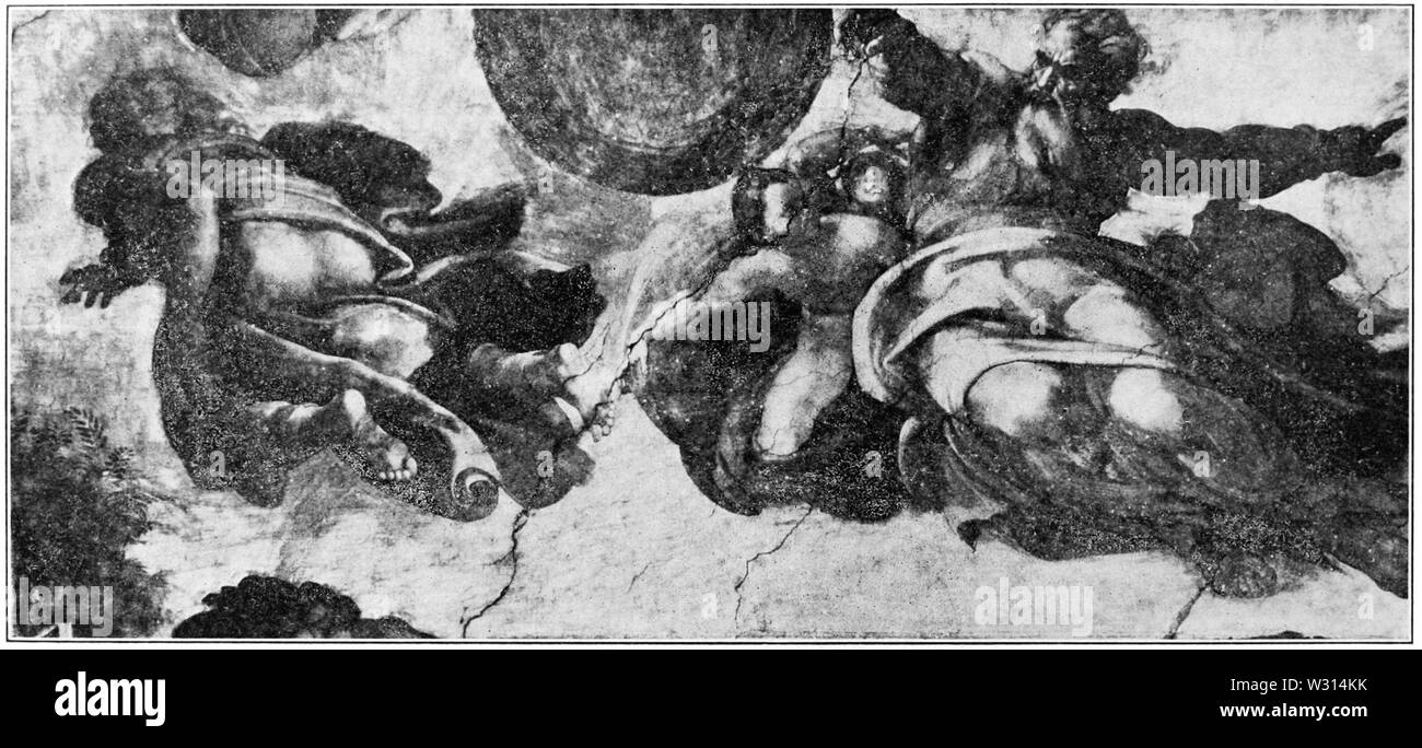 PSM V85 D 166 Schaffung von Sonne und Mond von Michelangelo Stockfoto