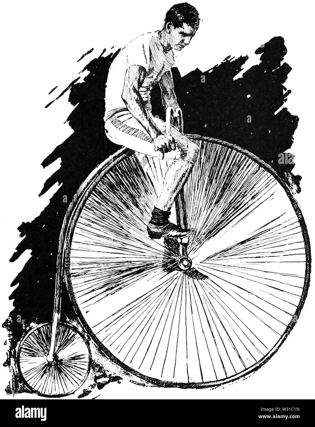 Penny-Farthing Fahrrad Fahrer Stockfoto