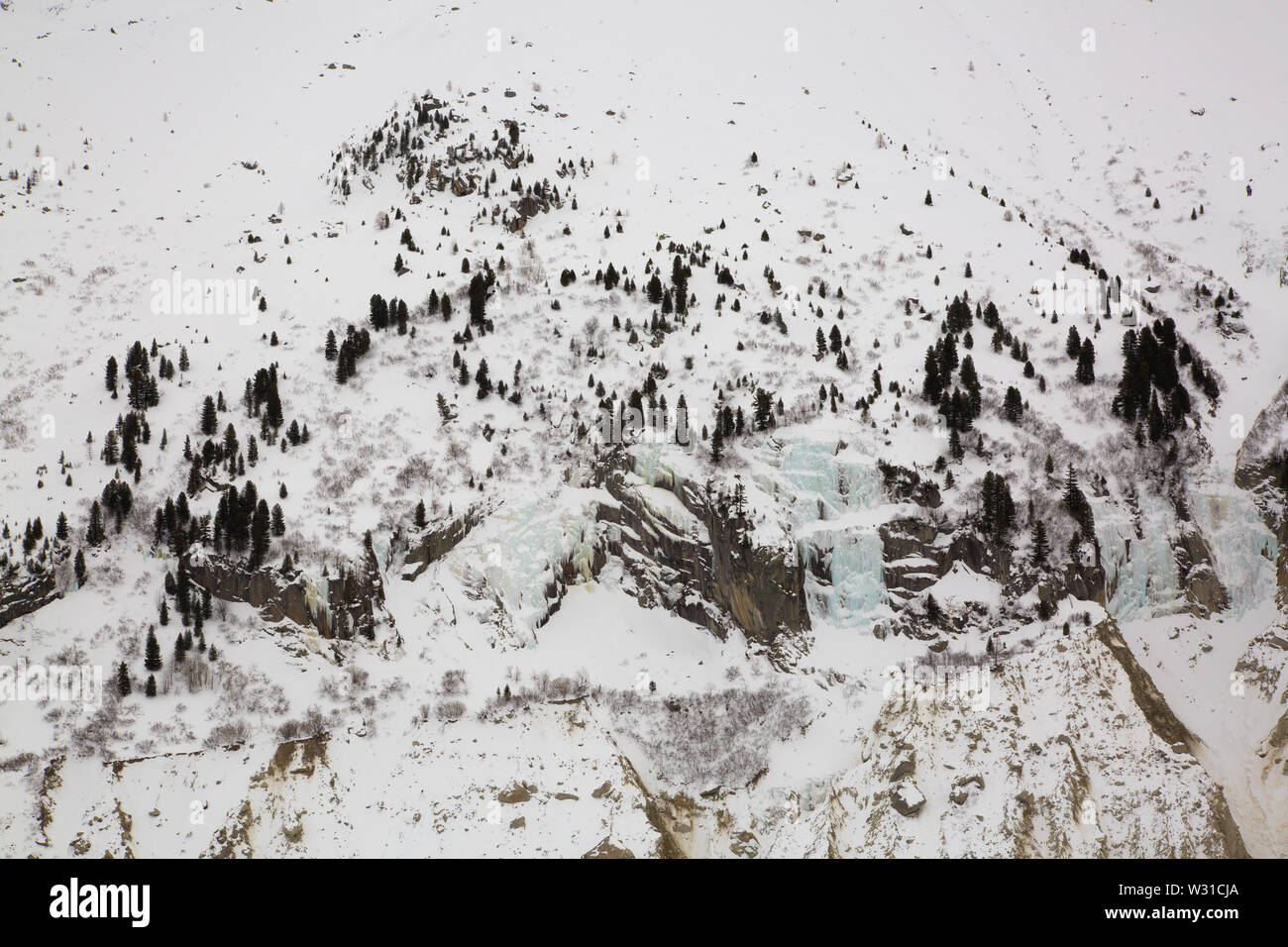 Das Mer de Glace - Meer Eis eines Gletschers befindet sich an den nördlichen Hängen des Mont Blanc Massiv, in den Französischen Alpen. Stockfoto