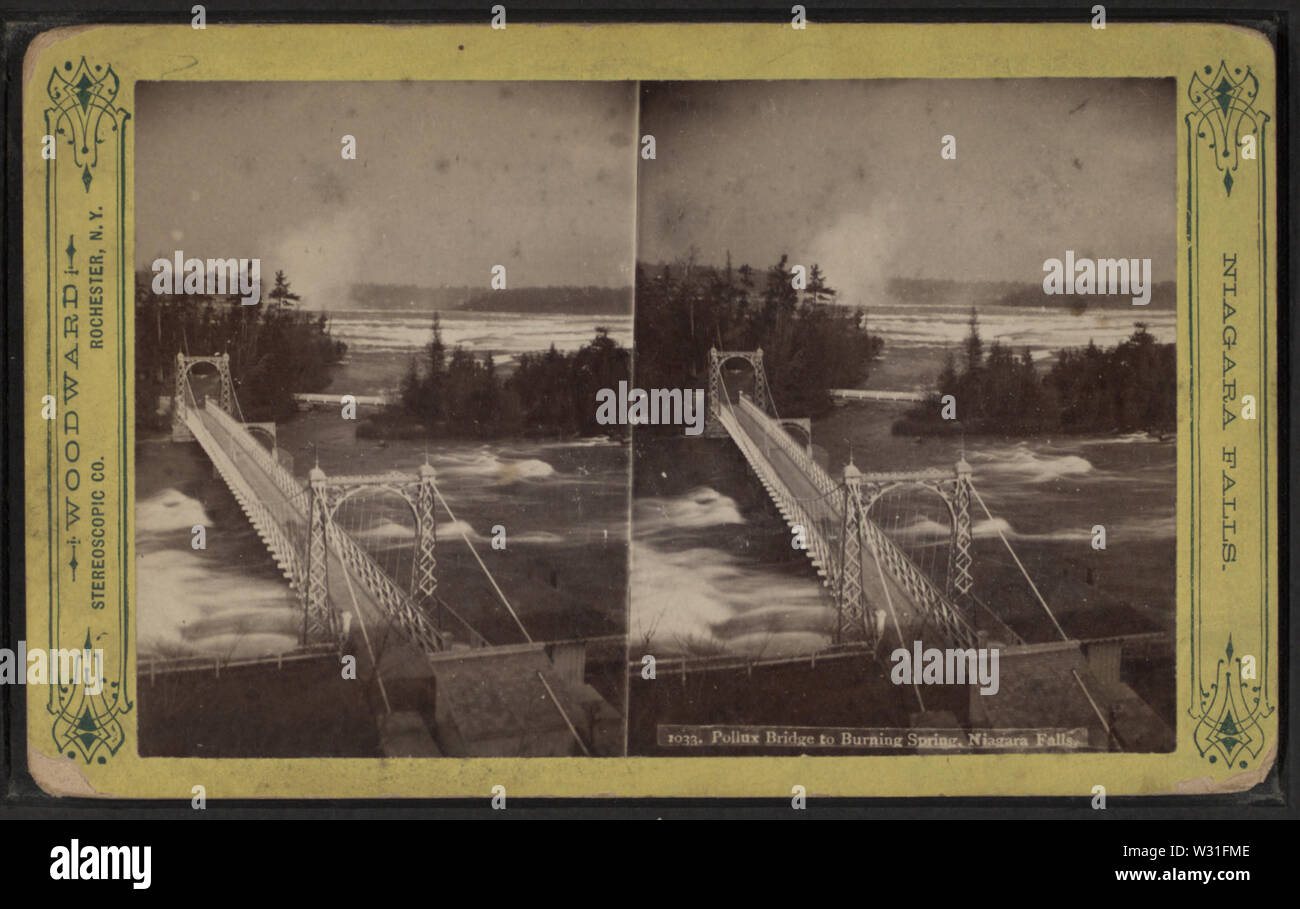 Pollux Brücke zu brennende Feder, Niagara Falls, von Robert N Dennis Sammlung von stereoskopische Ansichten Stockfoto