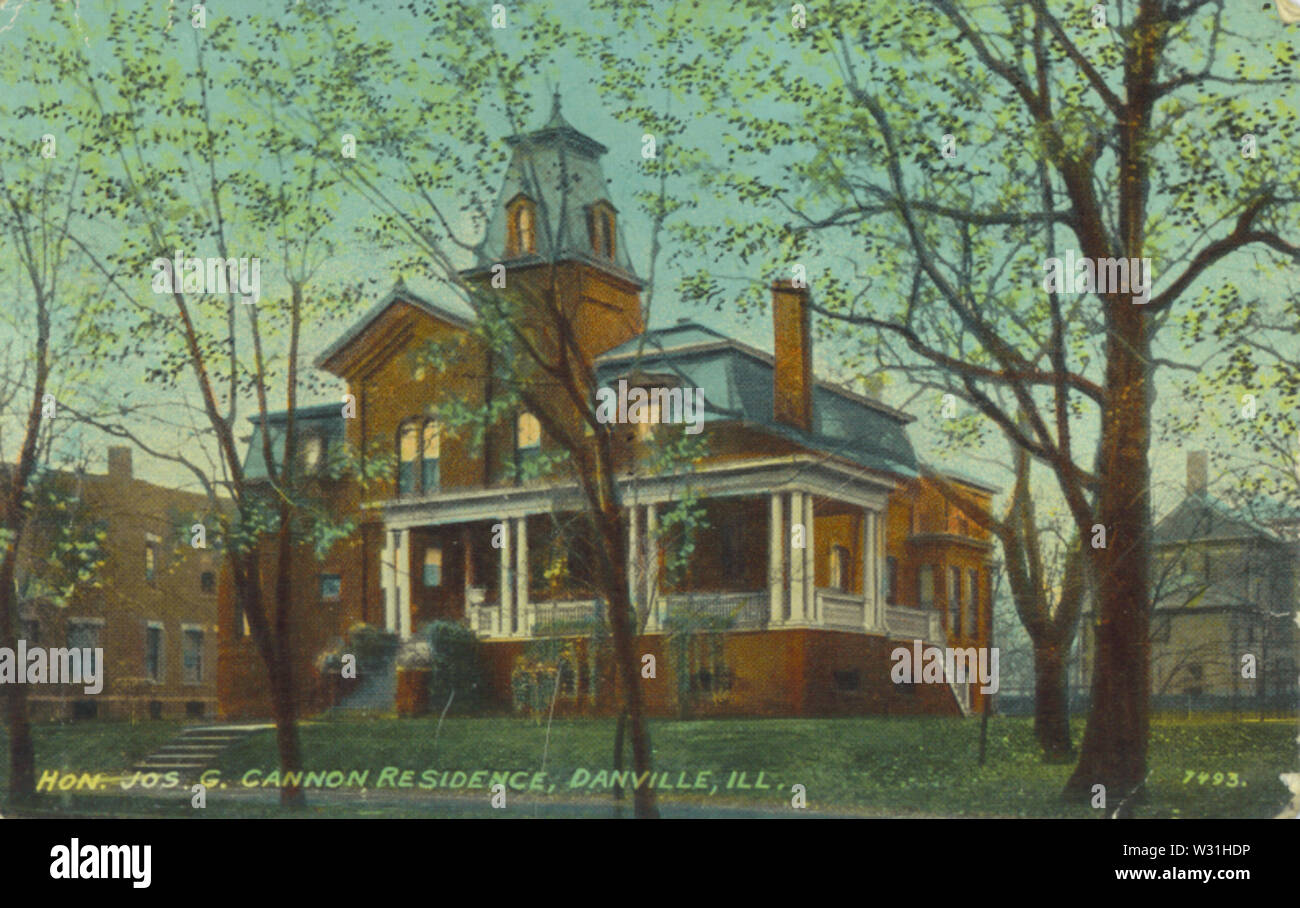 Postkarte mit Joseph Cannon Residence in Danville, Illinois, USA, ca. 1913 Stockfoto