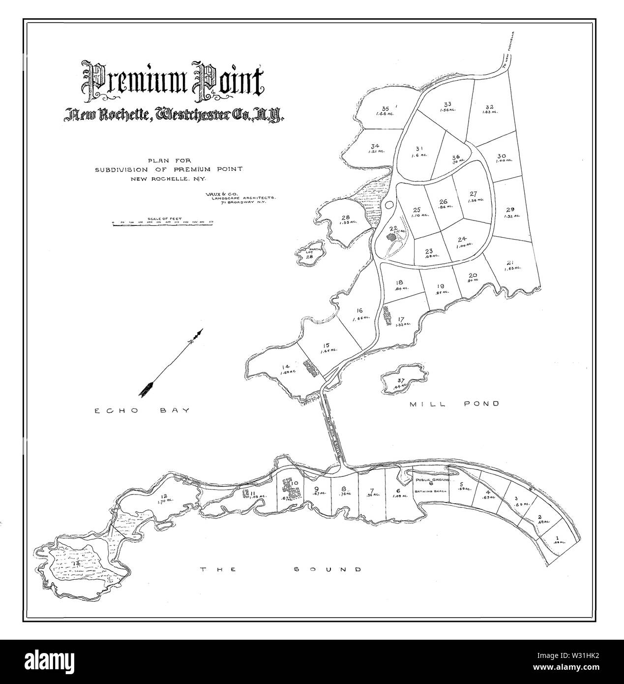 Die Entwicklung der Karte für die Premium Point Gemeinschaft in der Stadt New Rochelle, Westchester County, New York Stockfoto