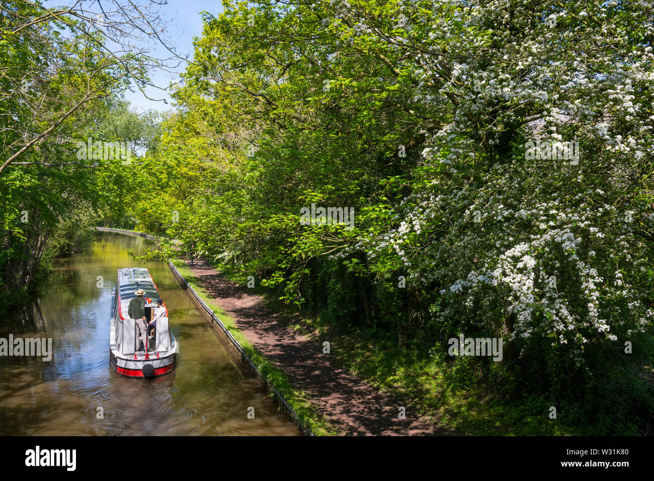 Kanal Boot auf der Llangollen Canal in der Nähe von Blakemere, Shropshire. Stockfoto