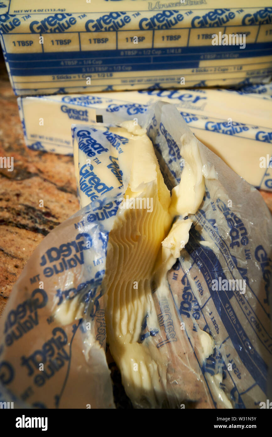 Sticks von echten Butter in den USA Vereinigte Staaten von Amerika Stockfoto