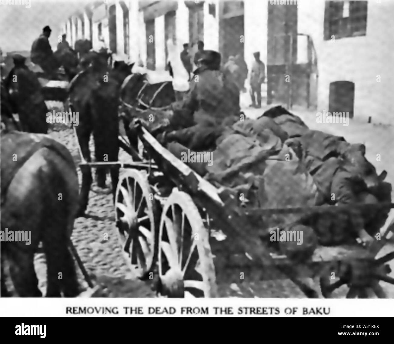 Entfernen der Toten aus den Straßen von Baku März Tagen 1918 Stockfoto