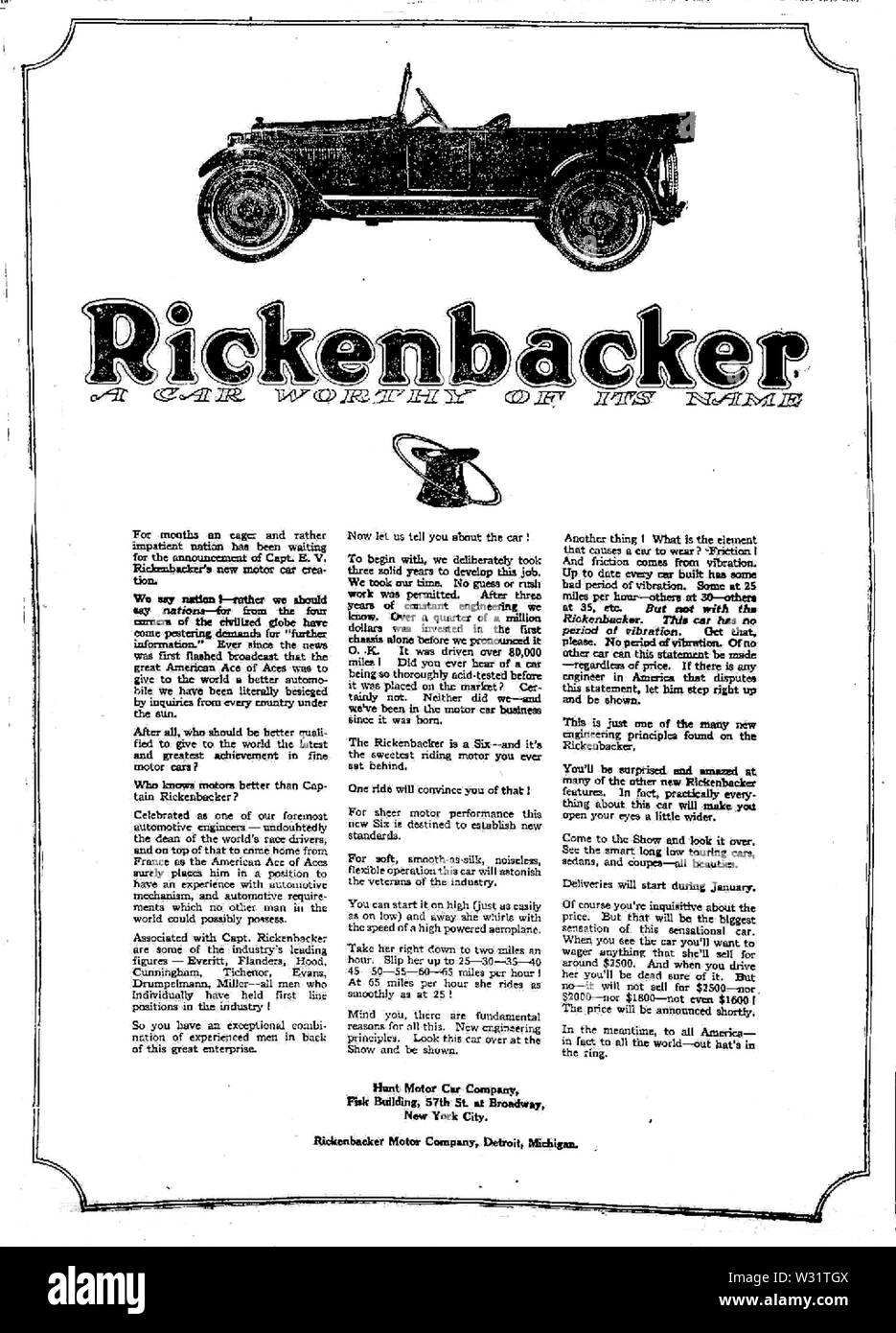 Rickenbacker Auto ad Stockfoto