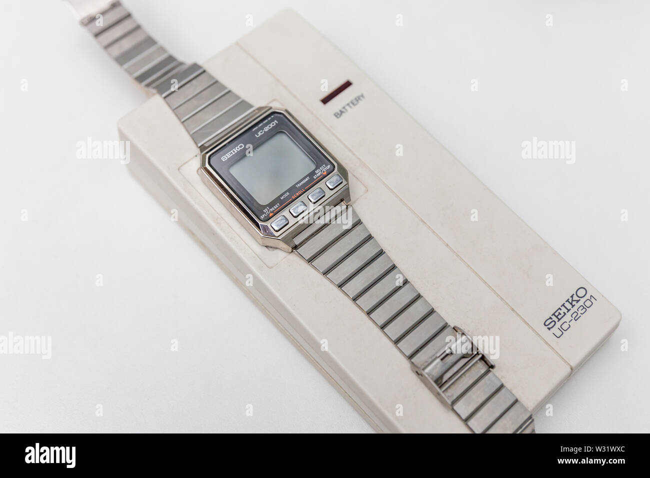 Moskau, Russland - 11. JUNI 2018: Seiko Wrist wath Information System UC-2001. Sie kommuniziert mit dem UC--2301-Schnittstelle über eine drahtlose Verbindung Stockfoto