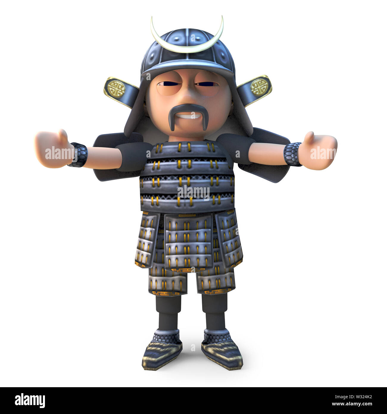 Mächtige Samurai Warrior möchte sie umarmen, 3d-Grafik rendern Stockfoto