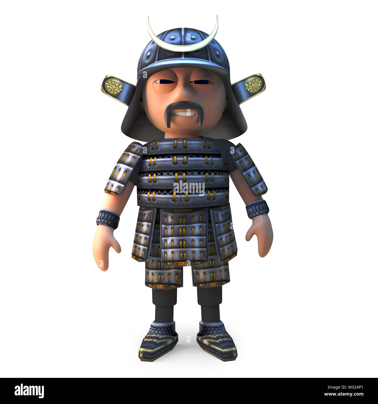 Edle japanische Samurai Warrior entspannt, 3d-Grafik rendern Stockfoto