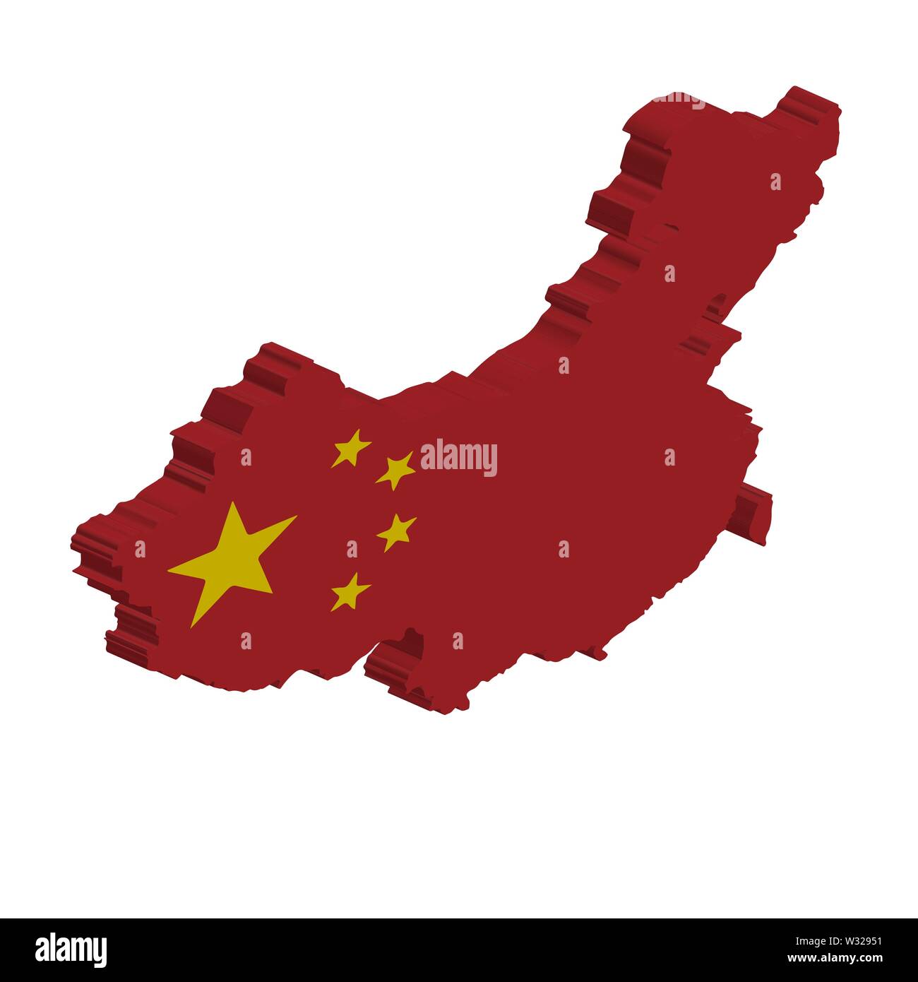 3D-Vektor Flagge Karte von China Stock Vektor