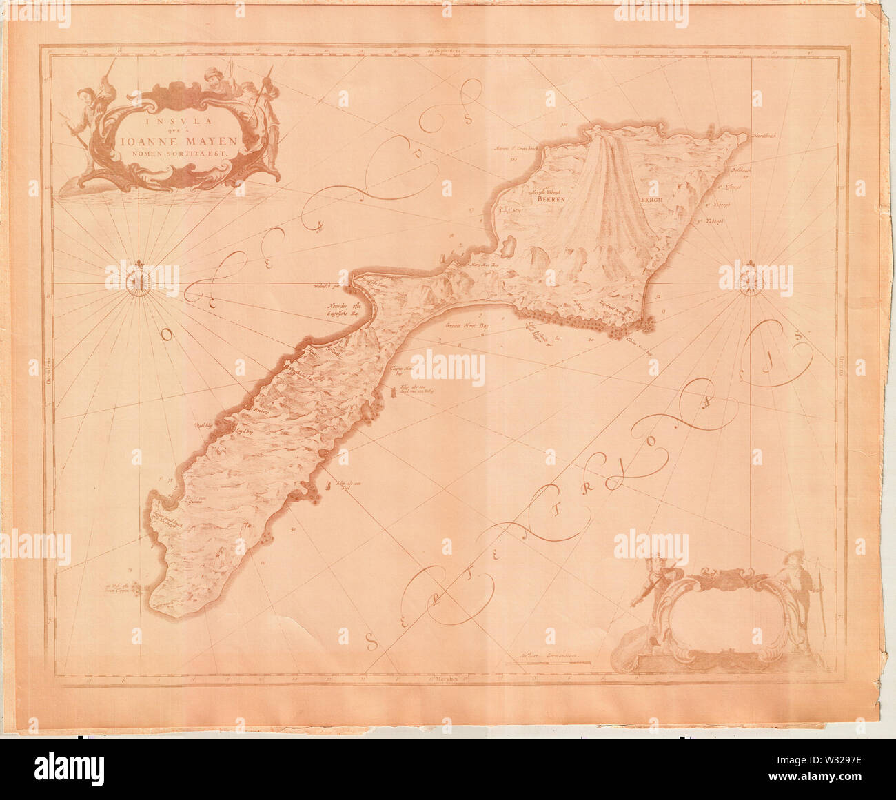 Sjøkart über Jan Mayen fra 1600-tallet Stockfoto Sjøkart über Jan Mayen fra 1600-tallet Stockfoto