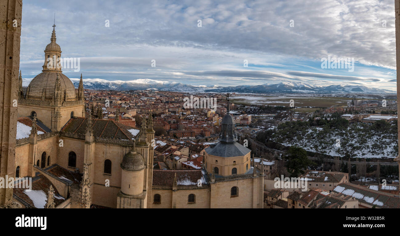 Die Stadt Segovia aus der Kathedrale Stockfoto