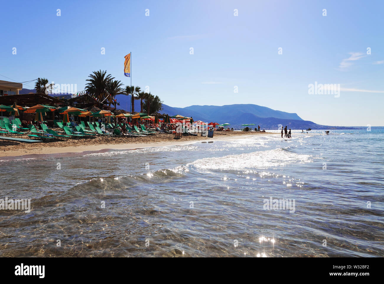 Die griechische Insel Kreta Strand Landschaft, Urlaub in Malia Dorf Stockfoto