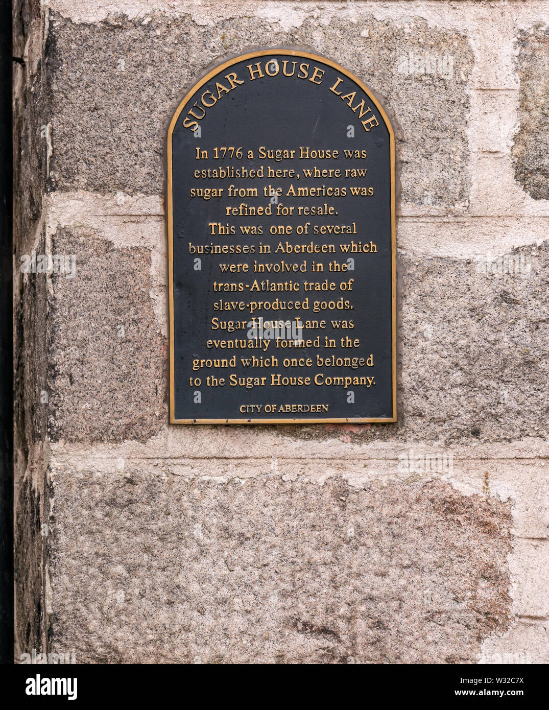 Wall plaque Board auf Gebäude mit maritimen Geschichte Informationen, Regent Street, Aberdeen, Schottland, Großbritannien Stockfoto