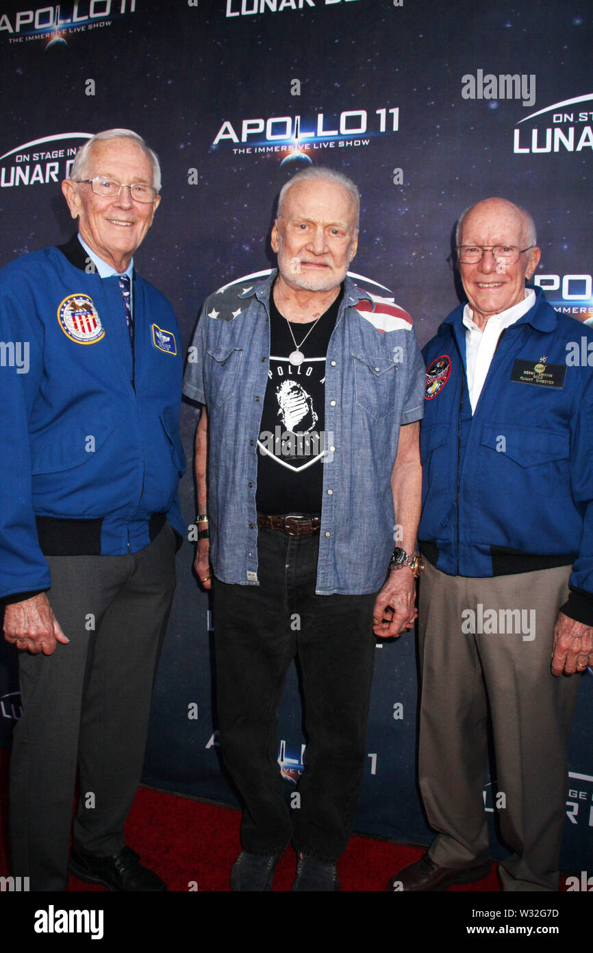 Charlie Duke, Buzz Aldrin, Gerry Griffin 07/10/2019 'Apollo 11: Die Immersive Live Show "öffnung Nacht im Lunar Dome in Pasadena, CA Foto von Izumi Hasegawa/HollywoodNewsWire.co Credit statt: Hollywood News Wire Inc./Alamy leben Nachrichten Stockfoto