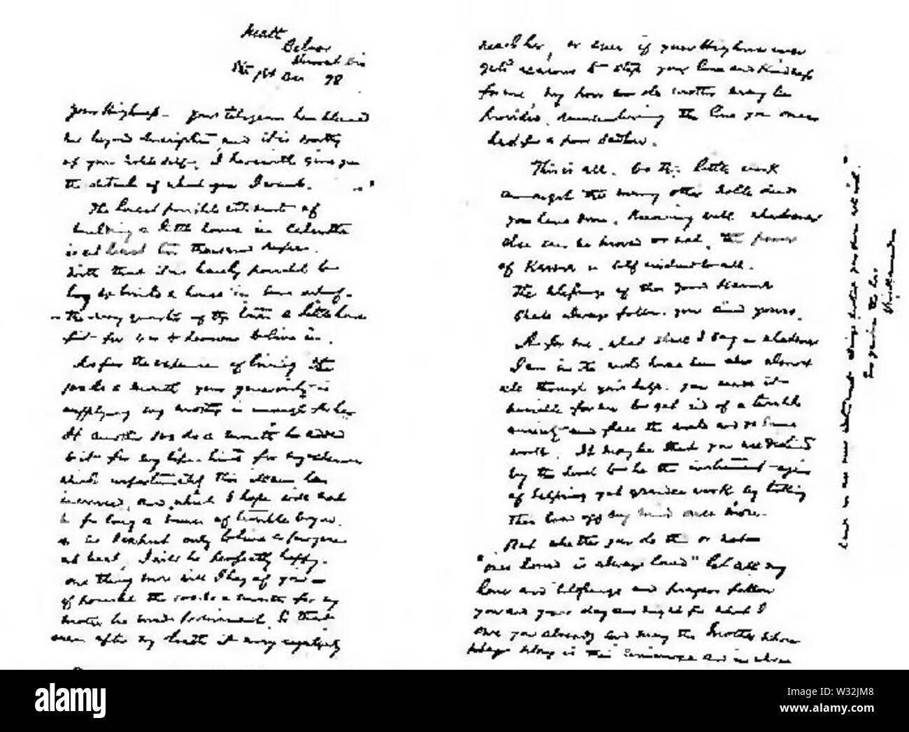 Swami Vivekananda Schreiben vom 1. Dezember 1898 Stockfoto