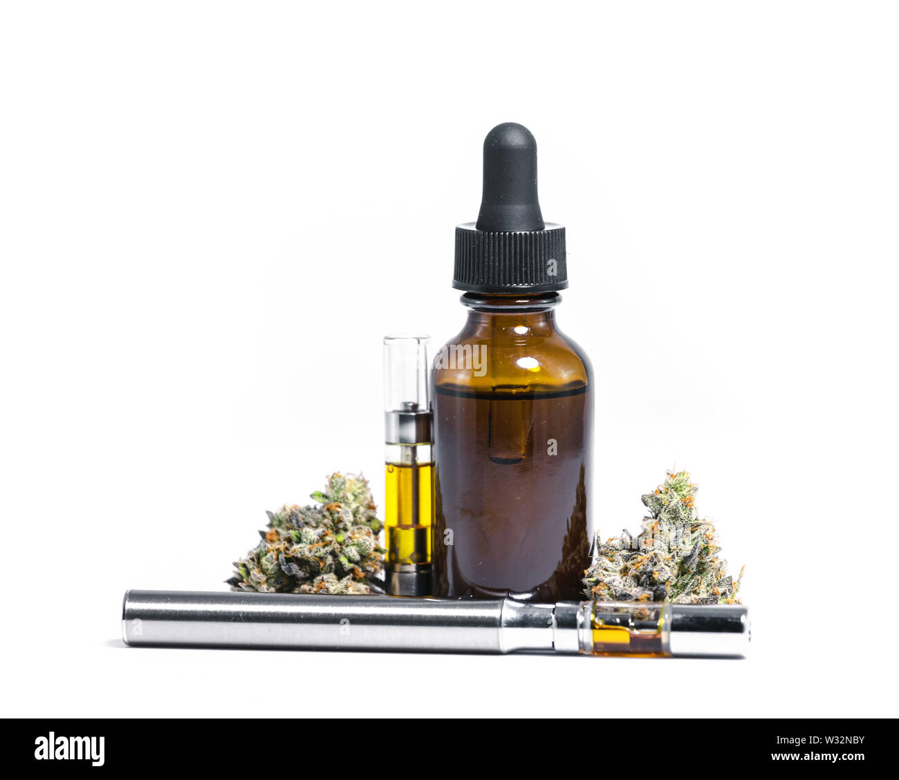 Die natürlichen, medizinischen Cannabis Vaporizer von Knospen für die Behandlung oder die Freizeitgestaltung umgeben Stockfoto