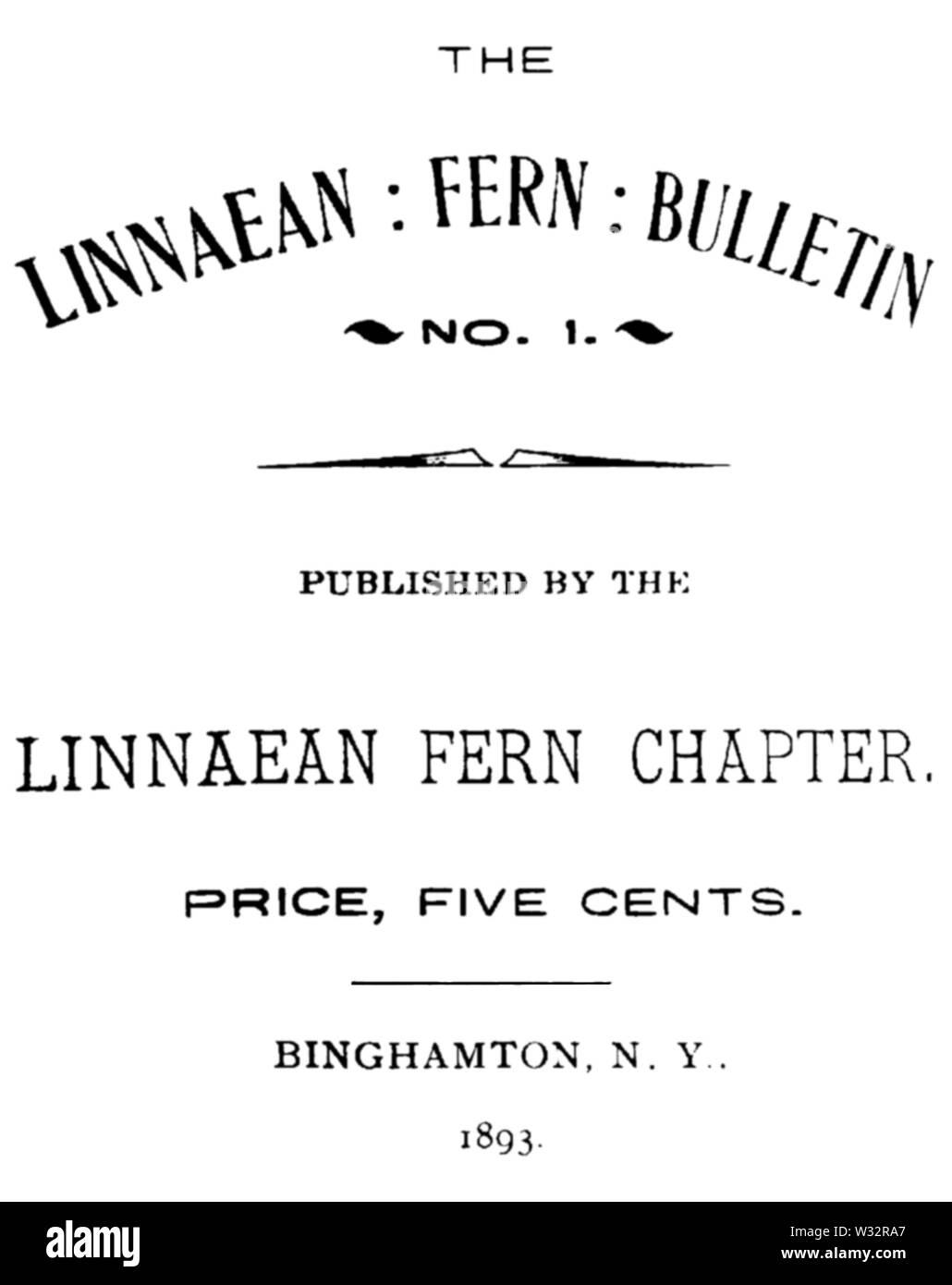 Der Farn Bulletin Abdeckung Vol. 1, Nr. 1, 1893 Stockfoto