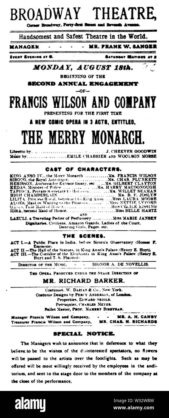 Die Merry Monarch 1890 Stockfoto