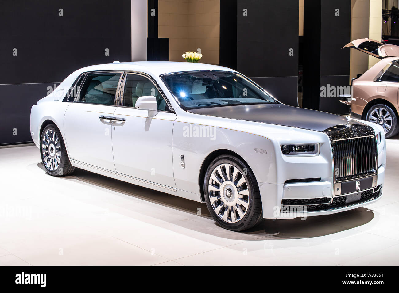 Genf, März 2019 Rolls-Royce Phantom VIII Maßgeschneiderte version Ruhe, Genfer Autosalon, Luxus Limousine von Rolls-Royce Stockfoto