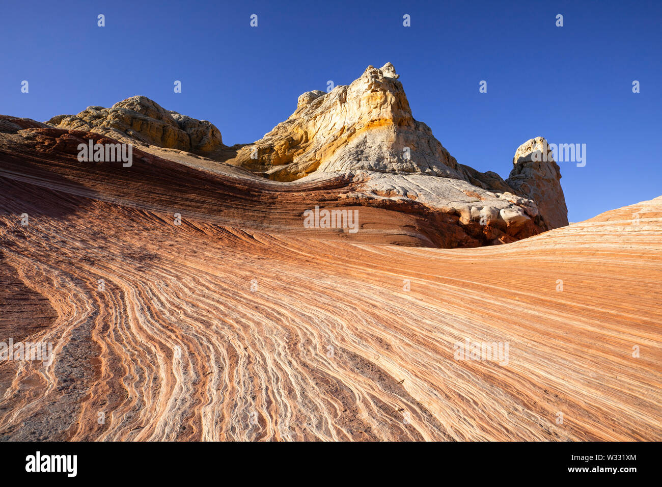 Castle Rock im White Pocket im Vermillion Cliffs National Monument, Arizona, Vereinigte Staaten von Amerika Stockfoto