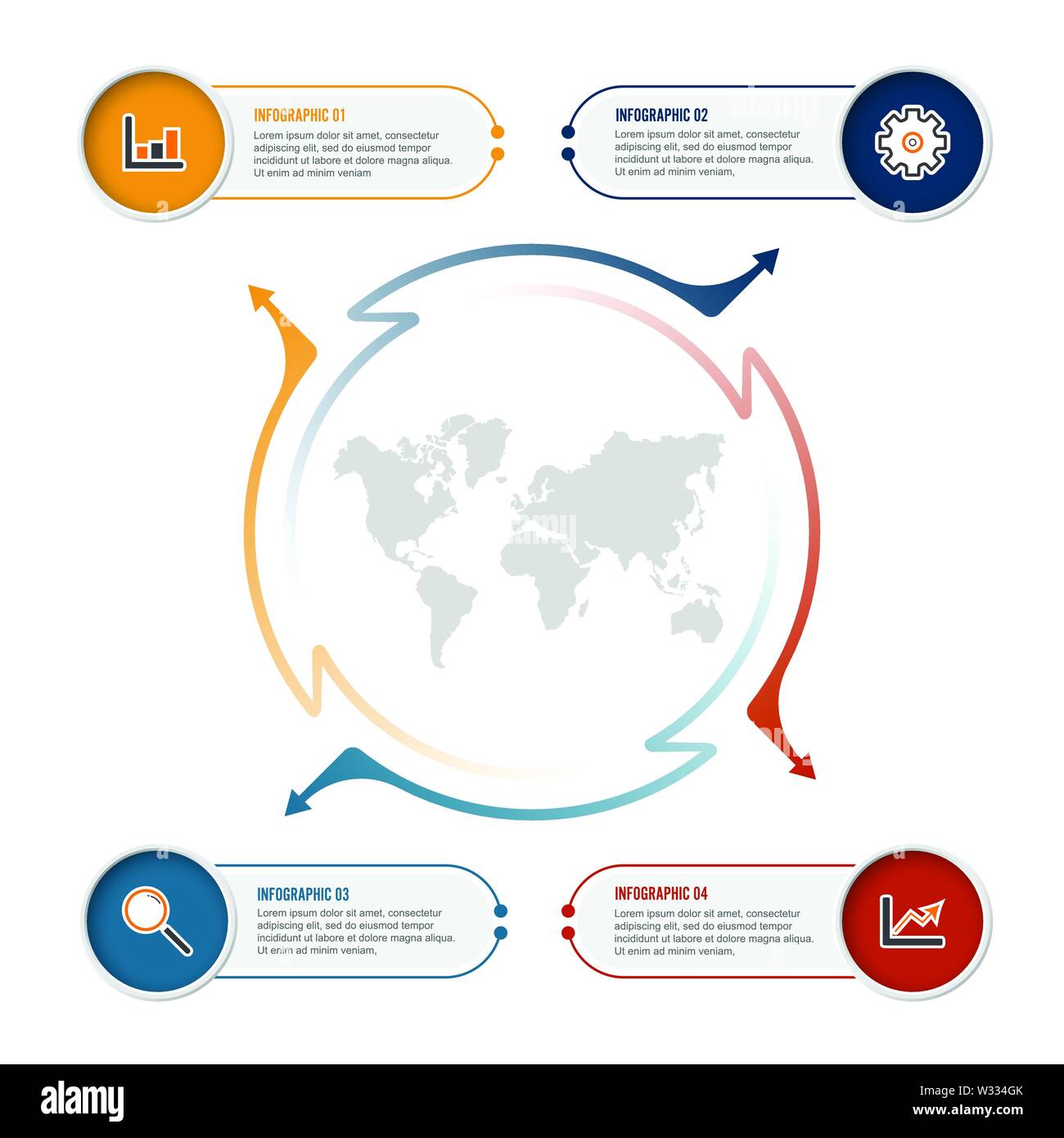 Kreis Infografik Vorlage vier Option, verarbeiten oder für Business Präsentation Stock Vektor