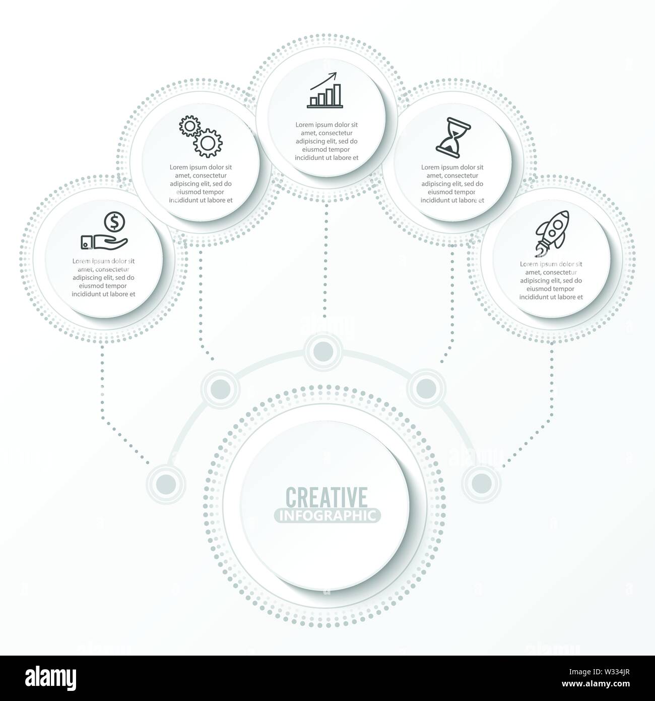 Vektor Infografik Vorlage mit 3D-Papier Etikett, Integrierte kreisen. Business Konzept mit Optionen. Für Inhalte, Schaltplan, Flussdiagramm, Schritte, Teile. Stock Vektor
