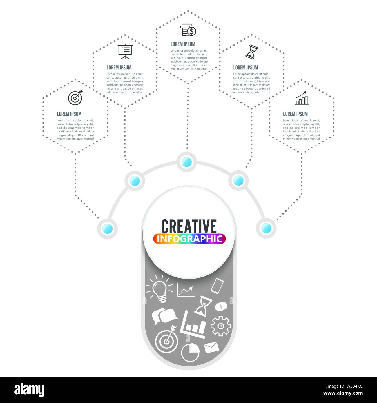 Vektor Infografik Vorlage mit 3D-Papier Etikett, Integrierte kreisen. Business Konzept mit Optionen. Für Inhalte, Schaltplan, Flussdiagramm, Schritte, Teile. Stock Vektor