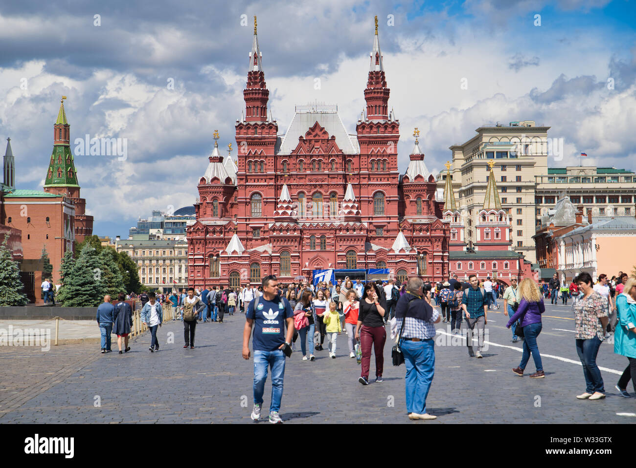 Moskau, Russland - Juli 06, 2019: Staatliches Historisches Museum am Roten Platz Stockfoto