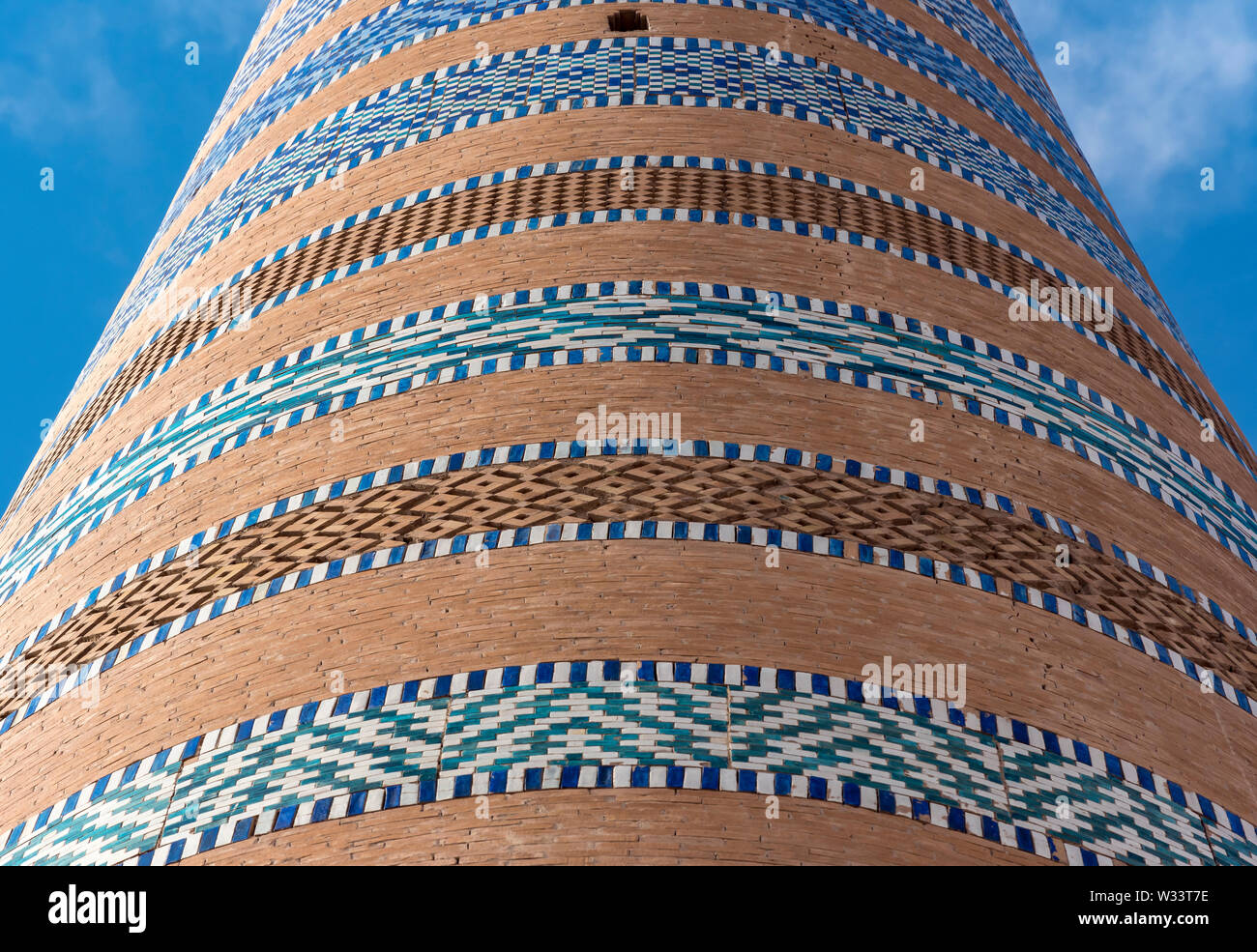 Islom Hoja (Islam Khodja) Minarett, Chiwa, Usbekistan Stockfoto