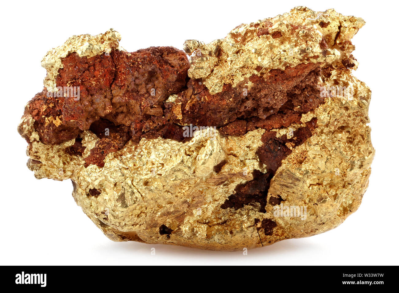 Native 1,05 Gramm Gold Nugget von Kenieba Bezirk, Mali, Afrika isoliert auf weißem Hintergrund Stockfoto